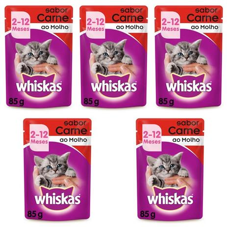 Ração Úmida Pedigree Whiskas Sachê Para Gatos Filhotes Sabor Carne Kit Com 5 Unidades 85g Menor preço em Ração Úmida Pedigree Whiskas Sachê Para Gatos Filhotes Sabor Carne Kit Com 5 Unidades 85g
