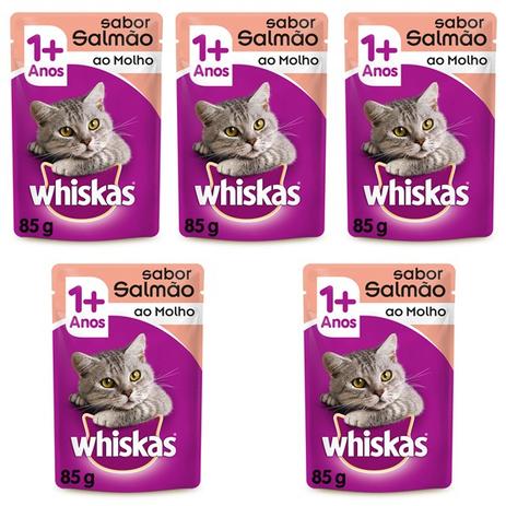 Ração Úmida Pedigree Whiskas Sachê Para Gatos Sabor Salmão Kit Com 5 Unidades 85g Menor preço em Ração Úmida Pedigree Whiskas Sachê Para Gatos Sabor Salmão Kit Com 5 Unidades 85g
