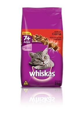Ração Whiskas Carne 7+ para Gatos Adultos com mais de 7 anos- 3 Kg Menor preço em Ração Whiskas Carne 7+ para Gatos Adultos com mais de 7 anos- 3 Kg