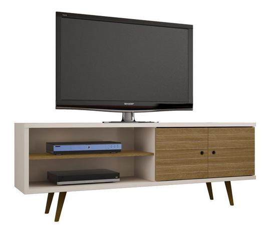 Rack 1.6 Retrô Ônix Off White com Cinamomo - Móveis Bechara Menor preço em Rack 1.6 Retrô Ônix Off White com Cinamomo - Móveis Bechara