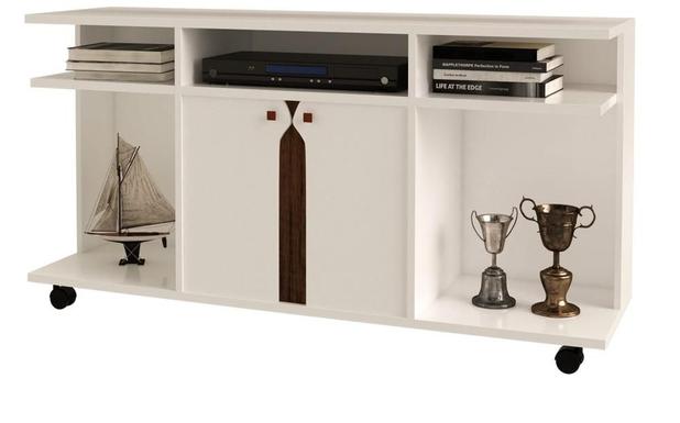 Rack 2 Portas 136 cm Branco e Canela - Jb bechara Menor preço em Rack 2 Portas 136 cm Branco e Canela - Jb bechara