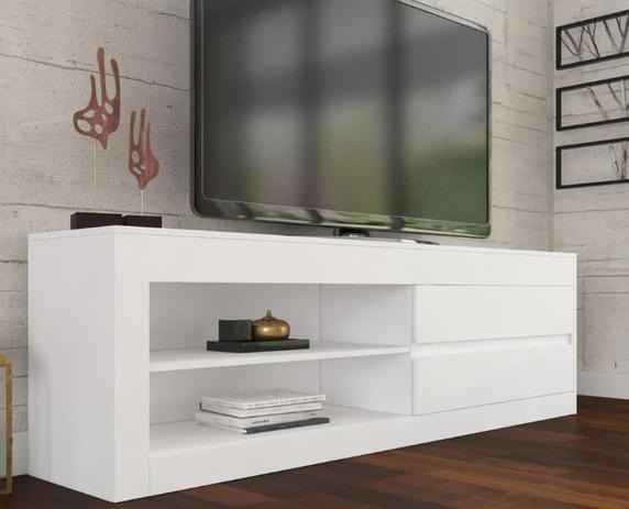 Rack Baly Com 02 Gavetas Branco/Branco - At house Menor preço em Rack Baly Com 02 Gavetas Branco/Branco - At house