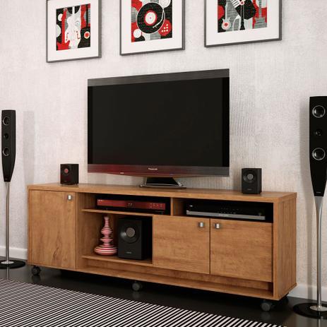 Rack Bancada Dallas P/ TV Com Rodízios Cor Amêndoa - Lukaliam Menor preço em Rack Bancada Dallas P/ TV Com Rodízios Cor Amêndoa - Lukaliam