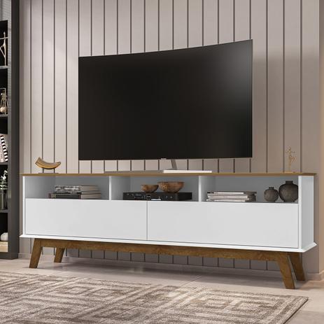 Menor preço em Rack Bancada Elegant Para TV 65 Pol Móveis Bechara 2 Portas Cinamomo/Branco