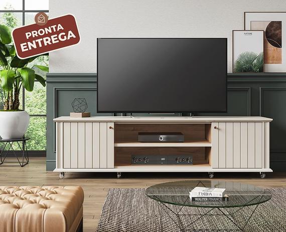 Rack Bancada Nevada Off White/Savana com rodízios de gel, nichos e 2 portas - 100% MDF - PERMOBILI é boa?