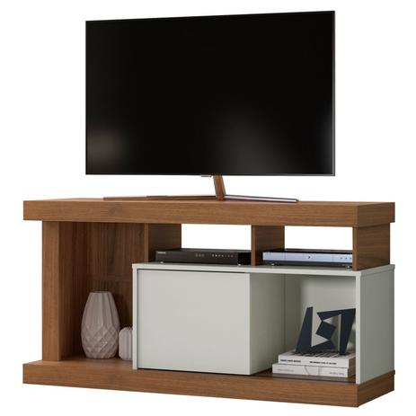 Rack Bancada para TV até 50 Pol. Quartzo Off White/Nogueira - Linea Brasil Menor preço em Rack Bancada para TV até 50 Pol. Quartzo Off White/Nogueira - Linea Brasil