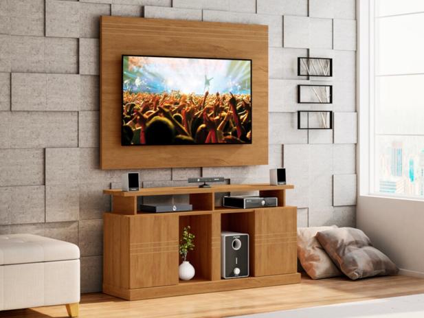 Rack C/Painel Reis Amêndoa - Lukaliam Menor preço em Rack C/Painel Reis Amêndoa - Lukaliam