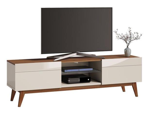 Rack Classic 2G 1.8 Off White com Freijó - Imcal Móveis Menor preço em Rack Classic 2G 1.8 Off White com Freijó - Imcal Móveis