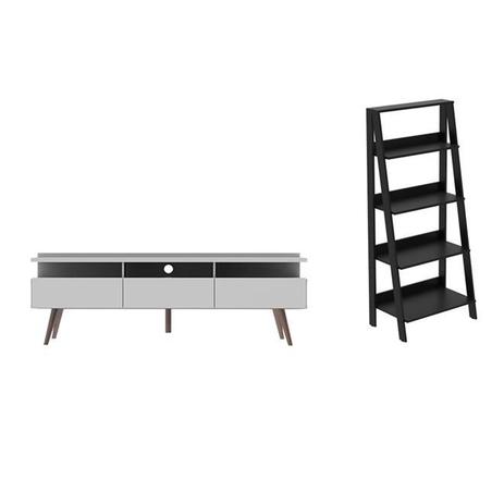 Rack Com Estante Madesa Ajax Para Tv Até 50 Pol Branco E Preto Menor preço em Rack Com Estante Madesa Ajax Para Tv Até 50 Pol Branco E Preto