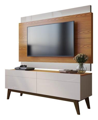 Rack com Painel Classic 2G 1.4 com LED Freijó com Off White - Imcal Móveis Menor preço em Rack com Painel Classic 2G 1.4 com LED Freijó com Off White - Imcal Móveis