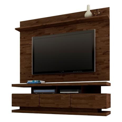 Rack com painel com 3 gavetas e rodizios Vivare Rustico - Germai Menor preço em Rack com painel com 3 gavetas e rodizios Vivare Rustico - Germai
