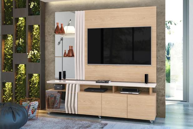 Rack com Painel Donna para TV 55 polegadas 4 portas 100% MDF - Dj móveis Menor preço em Rack com Painel Donna para TV 55 polegadas 4 portas 100% MDF - Dj móveis