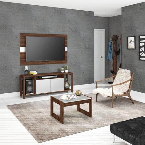 Rack com Painel para Televisão, Kit Sala, Tecno Mobili, Az1017, Nogal / Branco. - Tecno Mobili - Tecnomobili Menor preço em Rack com Painel para Televisão, Kit Sala, Tecno Mobili, Az1017, Nogal / Branco. - Tecno Mobili - Tecnomobili