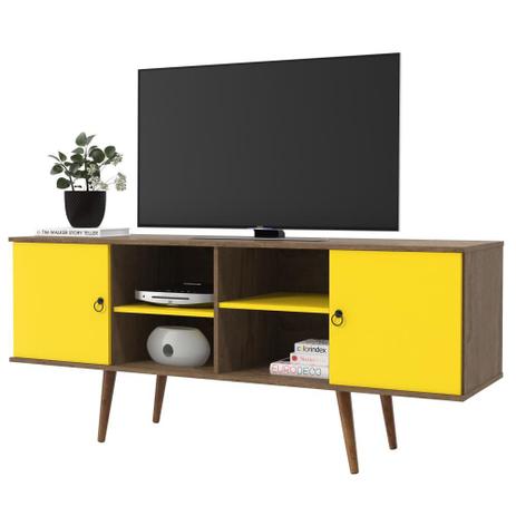 Rack com Painel Retrô Estrela - Amarelo/Demolição - Patrimar - Rpm móveis Menor preço em Rack com Painel Retrô Estrela - Amarelo/Demolição - Patrimar - Rpm móveis