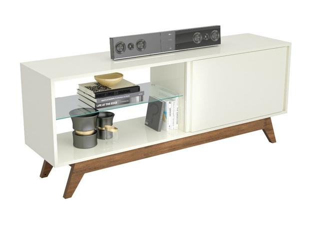 Rack Dalla Costa R414 01 Porta de correr Off White e Nobre Menor preço em Rack Dalla Costa R414 01 Porta de correr Off White e Nobre