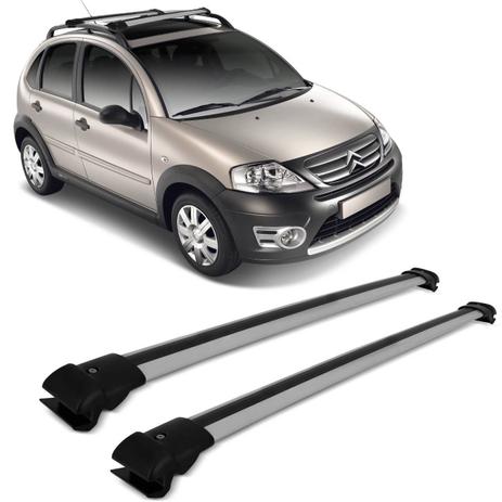Rack de Teto Travessa Citroen C3 2002 a 2018 Prata Suporta 45KG - Cristal car Menor preço em Rack de Teto Travessa Citroen C3 2002 a 2018 Prata Suporta 45KG - Cristal car