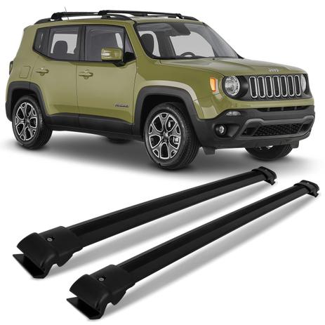 Rack de Teto Travessa Jeep Renegade 2015 a 2018 Preto Suporte 40KG Ótimo Acabamento Cristal Car Menor preço em Rack de Teto Travessa Jeep Renegade 2015 a 2018 Preto Suporte 40KG Ótimo Acabamento Cristal Car