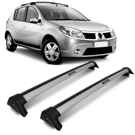 Rack de Teto Travessa L World Sandero 2008 a 2013 Prata Suporta 45KG 4 portas - Cristal Car Menor preço em Rack de Teto Travessa L World Sandero 2008 a 2013 Prata Suporta 45KG 4 portas - Cristal Car