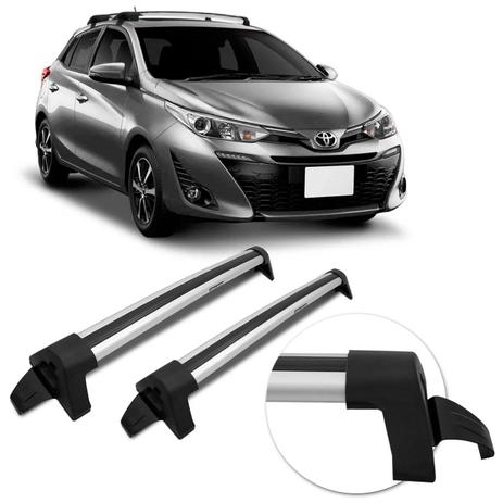 Rack de Teto Travessa Yaris Hatch Sedan 2018 2019 Prata Suporta 45KG Projecar Menor preço em Rack de Teto Travessa Yaris Hatch Sedan 2018 2019 Prata Suporta 45KG Projecar