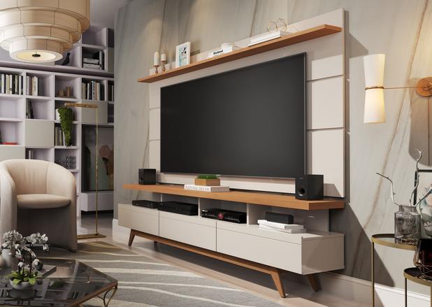 Rack e Painel Germai Vivare Wood 1.8 Off White/Nature TV72'' - Móveis Germai é boa?