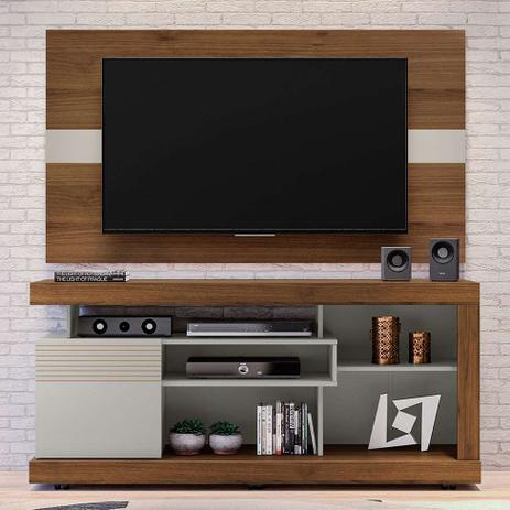 Rack Gramado com Painel para TV até 55 Polegadas França Off White e Nogueira 160 cm - Linea Brasil Menor preço em Rack Gramado com Painel para TV até 55 Polegadas França Off White e Nogueira 160 cm - Linea Brasil