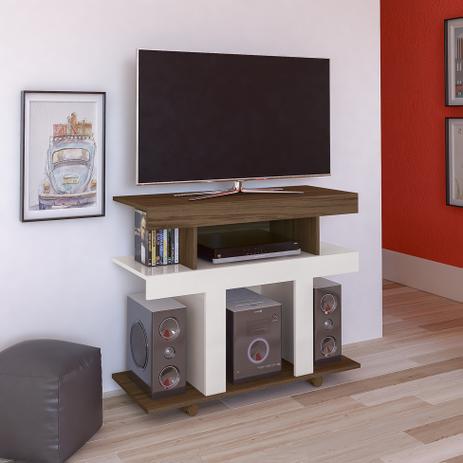 Rack Guaiba Amêndoa e Off White 91 cm - Artely Menor preço em Rack Guaiba Amêndoa e Off White 91 cm - Artely