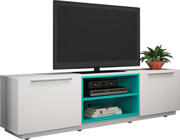 Rack Home Byron - Branco/Turquesa - Olivar é ruim? Rack Home Byron - Branco/Turquesa - Olivar é boa?