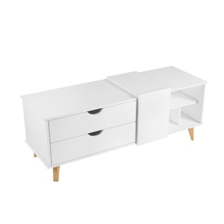 Rack Ipanema 1,20m 1 Porta 2 Gavetas e Pés Amadeirado - Branco - Falkk Menor preço em Rack Ipanema 1,20m 1 Porta 2 Gavetas e Pés Amadeirado - Branco - Falkk