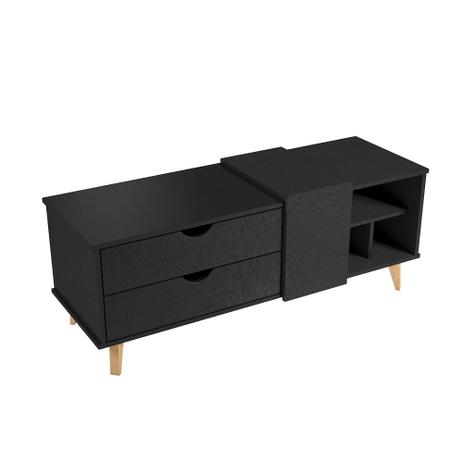 Rack Ipanema 1,20m 1 Porta 2 Gavetas e Pés Amadeirado - Preto - Falkk Menor preço em Rack Ipanema 1,20m 1 Porta 2 Gavetas e Pés Amadeirado - Preto - Falkk
