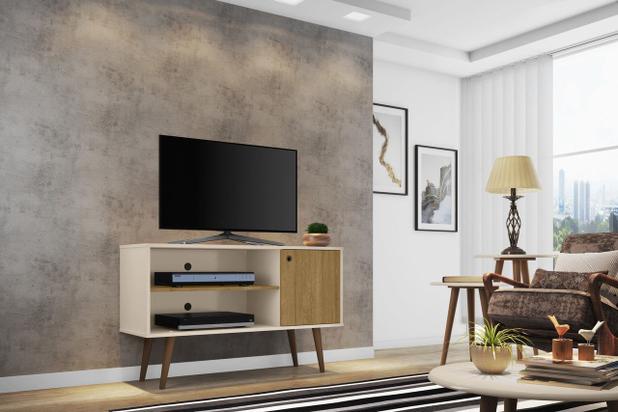 Rack Jade p/ Tv até 42 pol Offwhite com Cinamomo - Moveis Bechara Menor preço em Rack Jade p/ Tv até 42 pol Offwhite com Cinamomo - Moveis Bechara