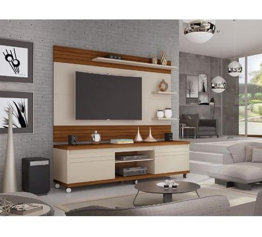 Rack mirage com painel off-white/freijó - germai Menor preço em Rack mirage com painel off-white/freijó - germai