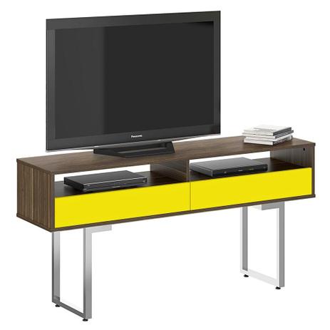 Rack Otto Classic 140 cm Affara e Amarelo - Plata moveis Menor preço em Rack Otto Classic 140 cm Affara e Amarelo - Plata moveis