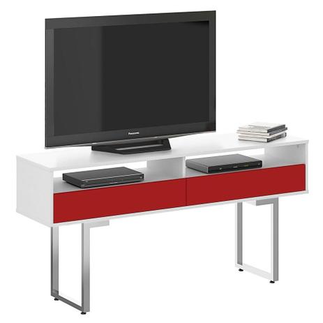 Rack Otto Classic 140 cm Branco e Vermelho - Plata moveis Menor preço em Rack Otto Classic 140 cm Branco e Vermelho - Plata moveis