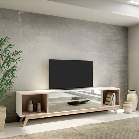 Rack p/ TV estilo retrô R422 Dalla Costa Offwhite/Natural Menor preço em Rack p/ TV estilo retrô R422 Dalla Costa Offwhite/Natural