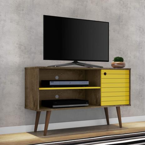 Rack para TV até 42 Polegadas 1 Porta Retrô Jade Móveis Bechara Madeira Rústica/Amarelo Menor preço em Rack para TV até 42 Polegadas 1 Porta Retrô Jade Móveis Bechara Madeira Rústica/Amarelo