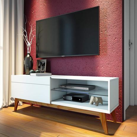 Rack para TV até 55 Polegadas 1 Gaveta Classic Retrô 52cmx146cm Imcal Branco Acetinado Menor preço em Rack para TV até 55 Polegadas 1 Gaveta Classic Retrô 52cmx146cm Imcal Branco Acetinado