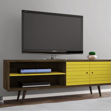 Rack para TV até 60 Polegadas 2 Portas Retrô Ônix Móveis Bechara Madeira Rústica/Amarelo Menor preço em Rack para TV até 60 Polegadas 2 Portas Retrô Ônix Móveis Bechara Madeira Rústica/Amarelo