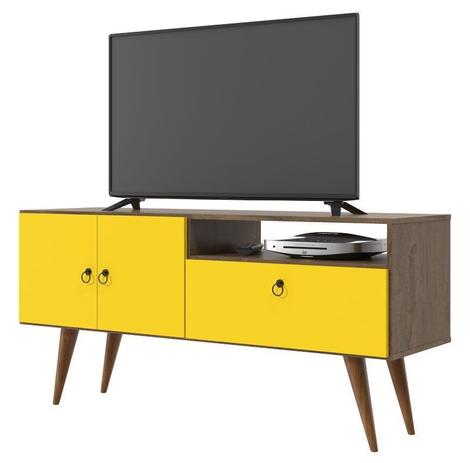 Rack para TV Topázio Demolição com Amarelo - Patrimar Móveis Menor preço em Rack para TV Topázio Demolição com Amarelo - Patrimar Móveis
