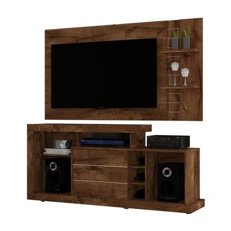 Rack Porto Com Painel Dante Rustico Malbec DJ Móveis Menor preço em Rack Porto Com Painel Dante Rustico Malbec DJ Móveis