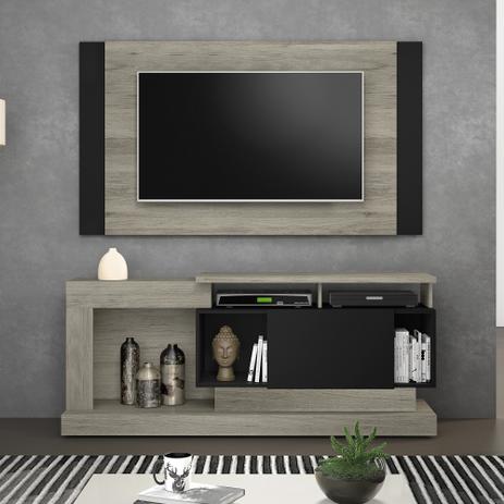 Rack Prada E Painel Everest Com Porta Deslizante E Nichos Decorativos - Notável móveis Menor preço em Rack Prada E Painel Everest Com Porta Deslizante E Nichos Decorativos - Notável móveis