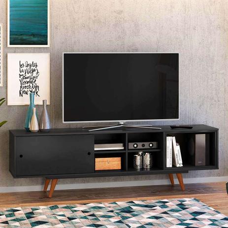 Rack Retrô Goslar Preto 180 cm - Mobly Menor preço em Rack Retrô Goslar Preto 180 cm - Mobly