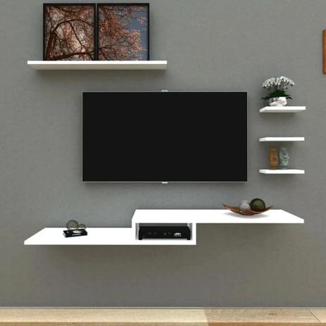 Rack Suspenso Para Quartos E Salas Com 4 Nichos/Prateleiras - AaZ House Menor preço em Rack Suspenso Para Quartos E Salas Com 4 Nichos/Prateleiras - AaZ House