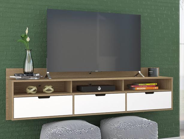 Rack Suspenso Pênsil Natural Carv Rlv/Branco Ac - Olivar Menor preço em Rack Suspenso Pênsil Natural Carv Rlv/Branco Ac - Olivar