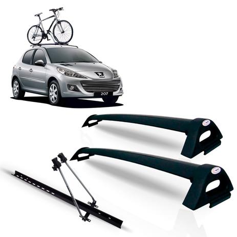 Rack Teto Peugeot 206 207 Hatch 04portas Preto + Transbike - Projecar Menor preço em Rack Teto Peugeot 206 207 Hatch 04portas Preto + Transbike - Projecar