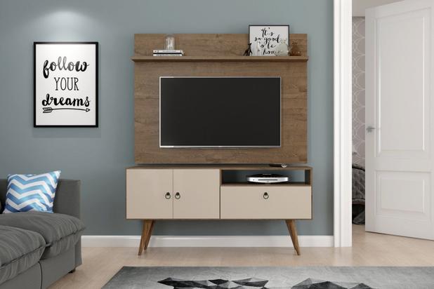 Rack Topázio Com Painel Topázio Demolição/Off White - Patrimar Móveis Menor preço em Rack Topázio Com Painel Topázio Demolição/Off White - Patrimar Móveis
