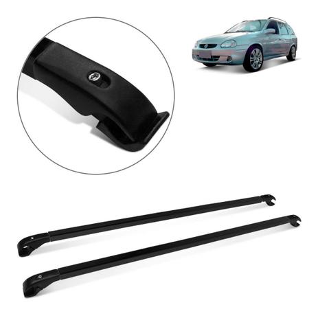 Rack Travessa de Teto Fina em Alumínio Preto Corsa Wagon - Projecar Menor preço em Rack Travessa de Teto Fina em Alumínio Preto Corsa Wagon - Projecar
