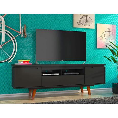 Rack Vintage Canadá Preto 160 cm - Olivar móveis Menor preço em Rack Vintage Canadá Preto 160 cm - Olivar móveis