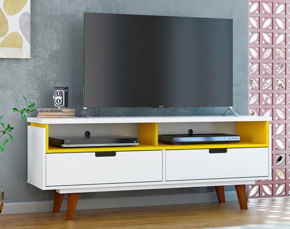 Rack Vintage Lévis Branco Ac/Amarelo Ac - Olivar Menor preço em Rack Vintage Lévis Branco Ac/Amarelo Ac - Olivar
