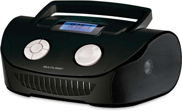 Radio Boombox MP3/FM/P2/CARTAO/BIVOLT Preto Multilaser Menor preço em Radio Boombox MP3/FM/P2/CARTAO/BIVOLT Preto Multilaser