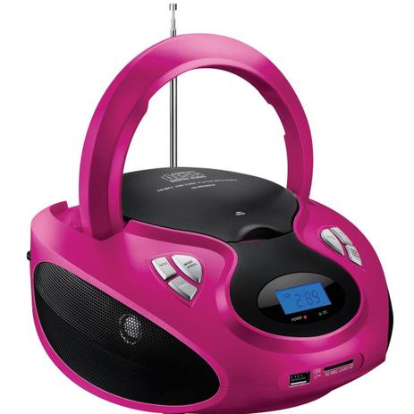 Rádio Boombox Multilaser SP179 20W RMS CD/USB/SD/FM/AUX Rosa e Preto Menor preço em Rádio Boombox Multilaser SP179 20W RMS CD/USB/SD/FM/AUX Rosa e Preto